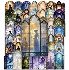 10pcs P.E.T. Fantasy Stained Glass Window Stickers- Scrapbook Journal, DIY Cards