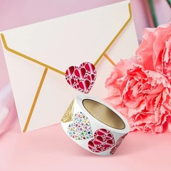 Red Heart Valentine Stickers – 1 Inch Self-Adhesive Love Labels for Gifts ETC