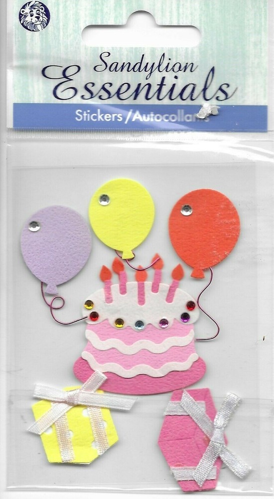 BIRTHDAY HAPPY Cake Balloons Gifts Party Girl Celebrate Sandylion Stickers