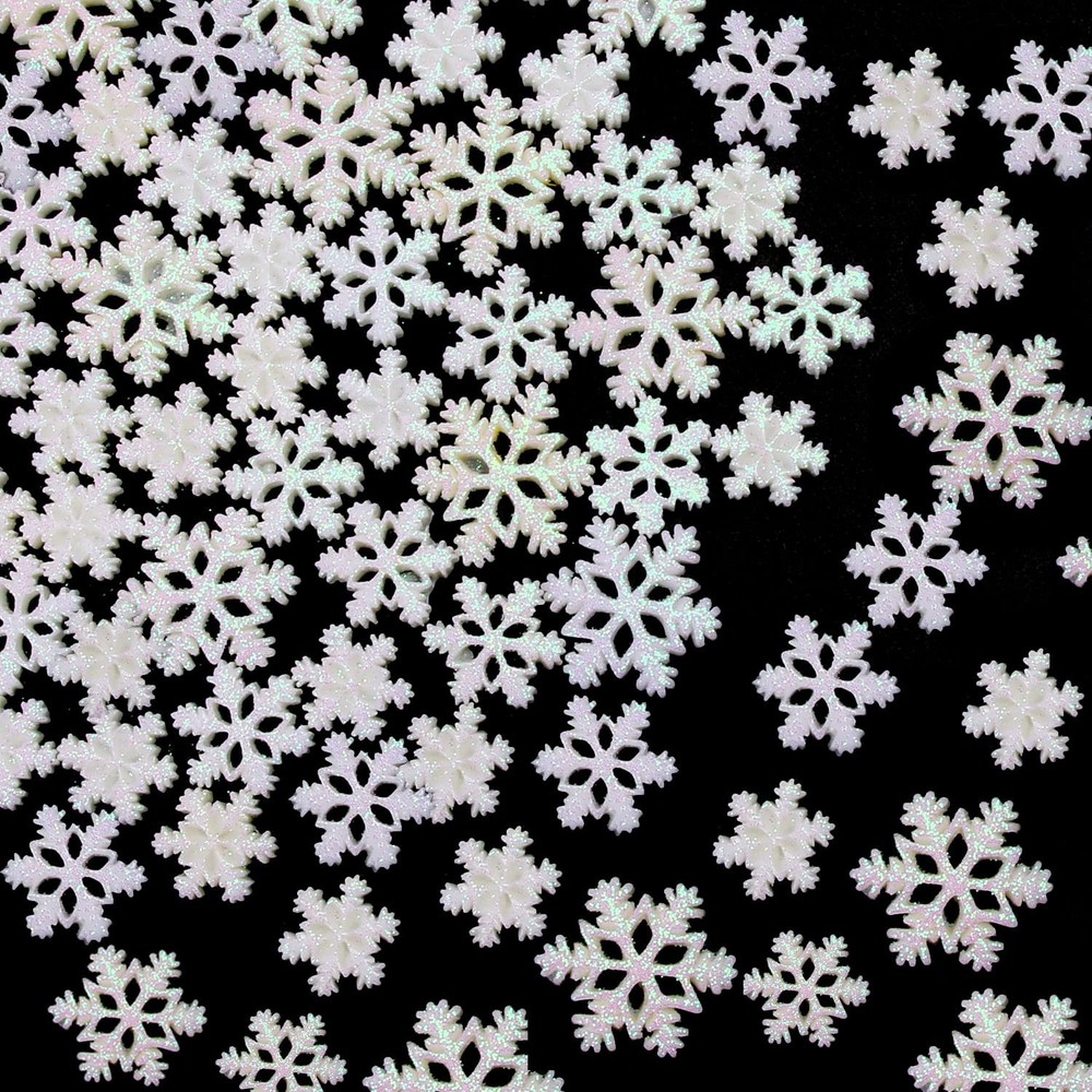 FOIMAS Tiny Resin Snowflake 0.6in, 0.79in, 1.18in, White