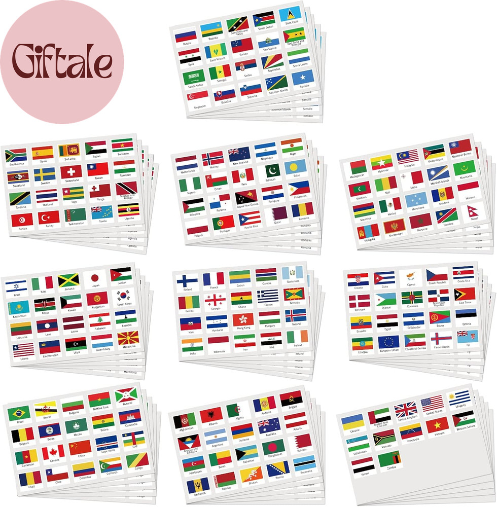 960 Pieces World Flag Stickers 192 Country Flags of the World Mini Flags Passpor