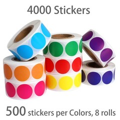 4000 PCS 3/4″ Color Dot Stickers, 8 Colors, Coding Labels for Office & Classroom