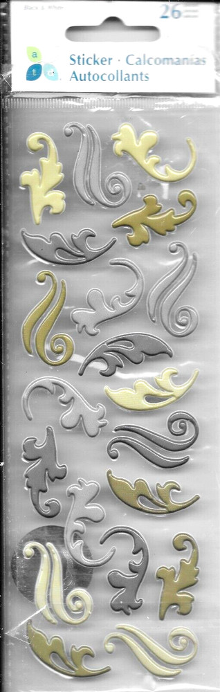 Swirls Flourish Accents Brown Silver Gray Tan Momenta Epoxy Stickers