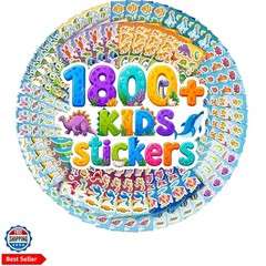 Stickers for Kids, 1800+ PCS 64 Sheets Dinosaur Ocean Animal Stickers, Waterp…