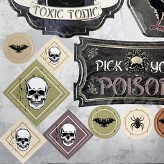 NEW Stickers for Bottles 300ct Label Poison Toxic Horror Potion Decals Halloween