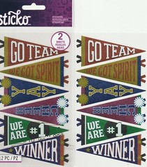 Sticko SCHOOL PENNANTS Cheer GO Team theme 2 SHEETS! 01695 FAST FREE ship!