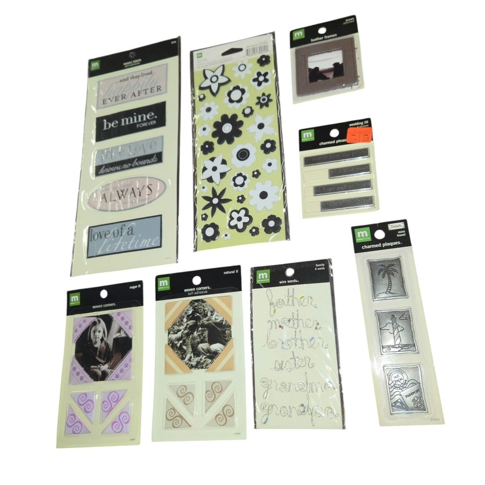 Making Memories Scrapbook Embellishments Lot of 8 Packs Woven Labels Wire Words