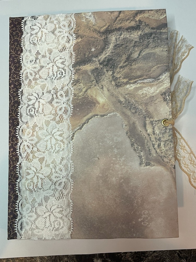 9 X 6 Handmade journal W/ Coffee dyed Paper. Hard cover