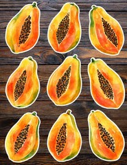 Watercolor Papaya Die Cut Vinyl Stickers Scrapbooking Laptop Waterbottle
