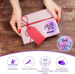 Versatile Holographic Thank You Cards & Stickers Set – 1120 Pcs for Business Use
