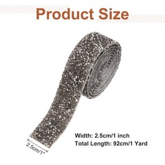 1 Inch x 1 Yard Crystal Rhinestone Sticker Ribbon Silver Grey