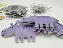 Safari Animal Foam Craft Stickers 40pcs Giraffe Zebra Elephant Hippo Leopard Lot
