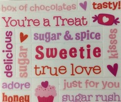 LOVE CLEAR MYLAR Stickers(3.5″x 11″) Valentine’s Day•Sweetie•Sugar•Crush •Hugs••