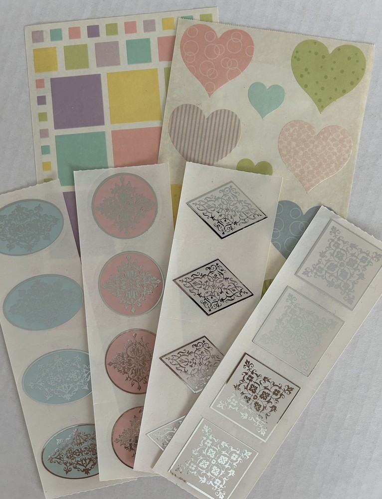 Mrs. Grossman’s Sticker Lot FOIL Seals Vellum Hearts & Squares Pretty Accents