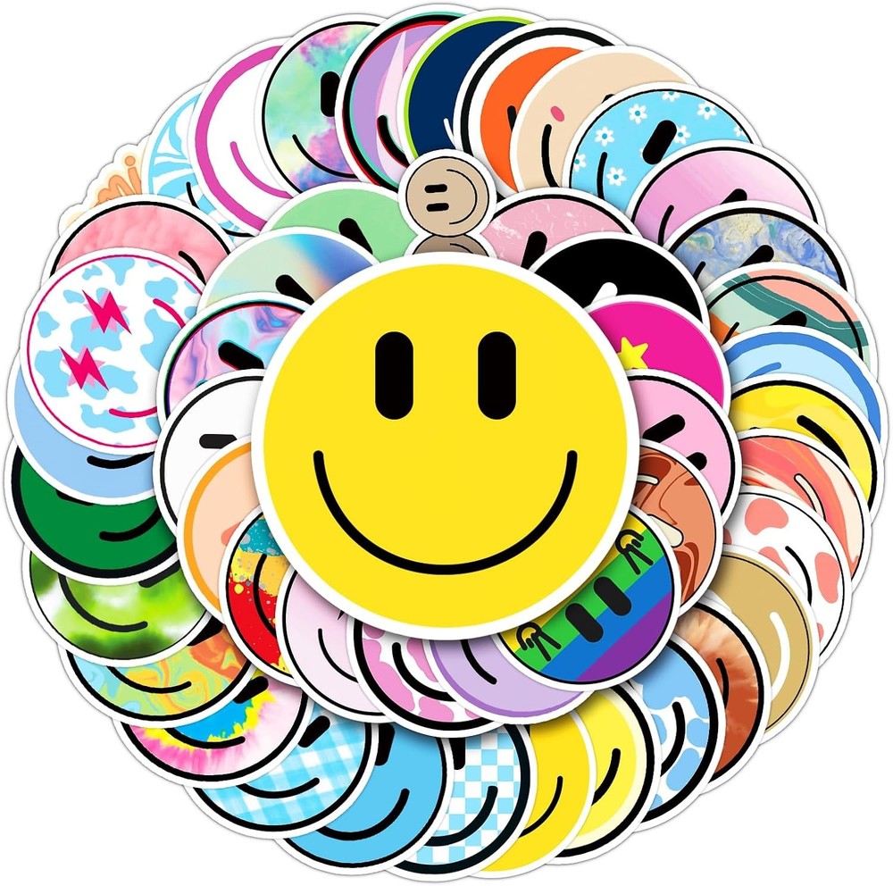50PCS Smiling Stickers, Cute Water Bottle Stickers for Kids, for Teaching Reward