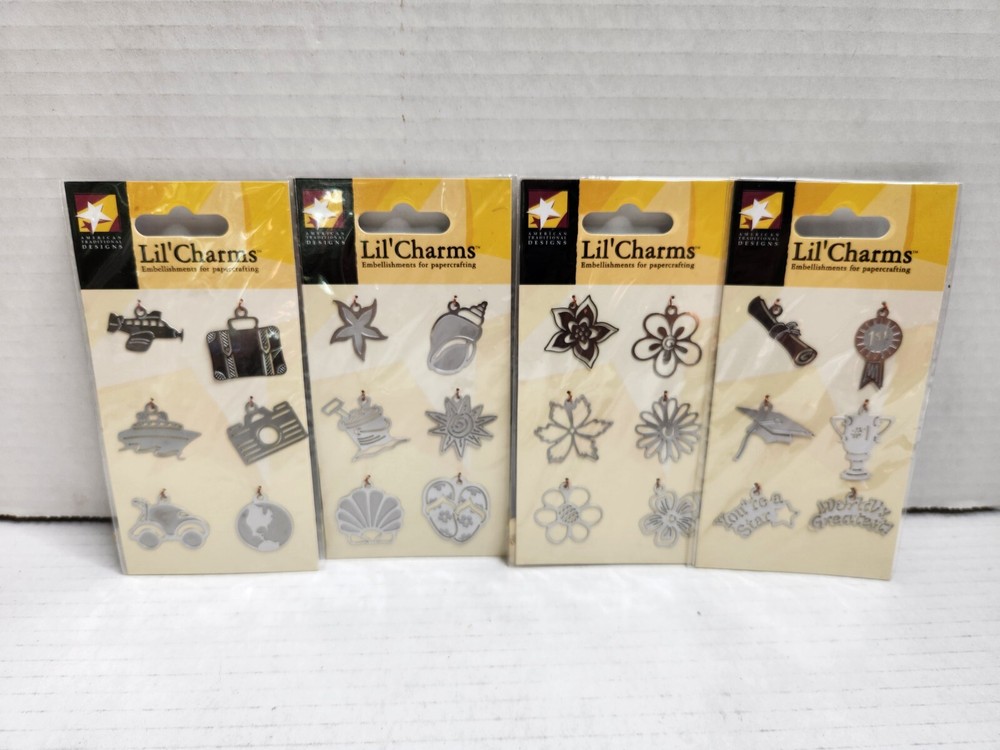 Silver Metal Lil Charms Embellishments For Papercraft Card Making Scrapbook