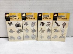 Silver Metal Lil Charms Embellishments For Papercraft Card Making Scrapbook