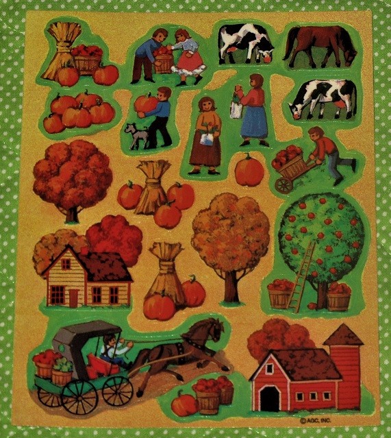 VINTAGE AMERICAN GREETINGS THANKSGIVING~AUTUMN~FALL~PUMPKIN STICKERS SHEET