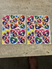 Vintage LISA FRANK Sticker Sheet S162 Pandas Hearts