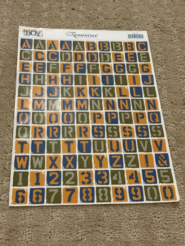 3 New rare vintage remimisce green orange and blue alphabet sticker sheets