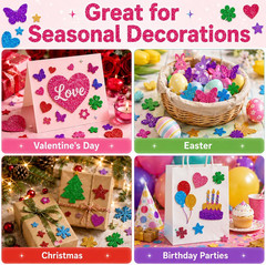 339 PCS Self Adhesive Glitter Foam Stickers – Heart, Star, Butterfly & Shapes f