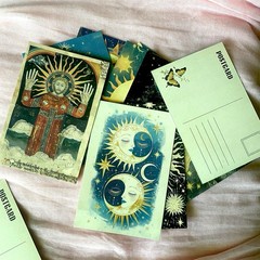 5 Celestial Postcards Moon Sun Stars Scrapbooking Junk Journal Ephemera Pack