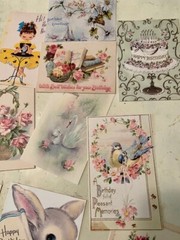Birthday Die Cuts/Gift Tags Card Making~Vintage Style-Journal Supply-40 Pieces