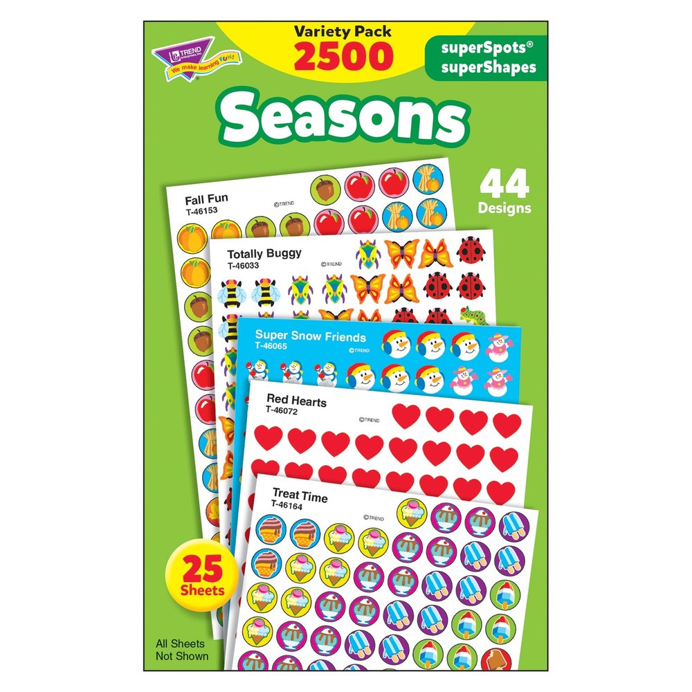 Trend Seasons SuperSpots SuperShapes Variety Pack Classroom 2500 Count