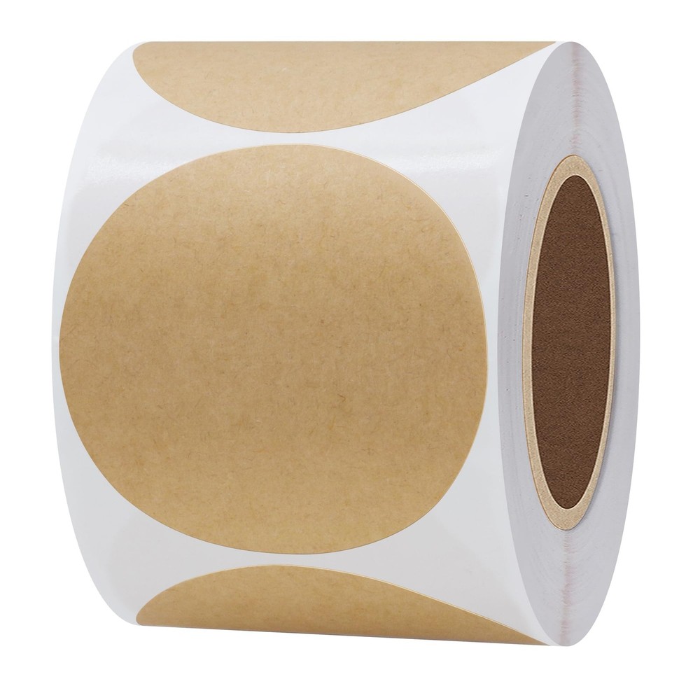 2″ Round Brown Kraft Paper Stickers Packaging Sealing Total 300 Labels Per Ro…