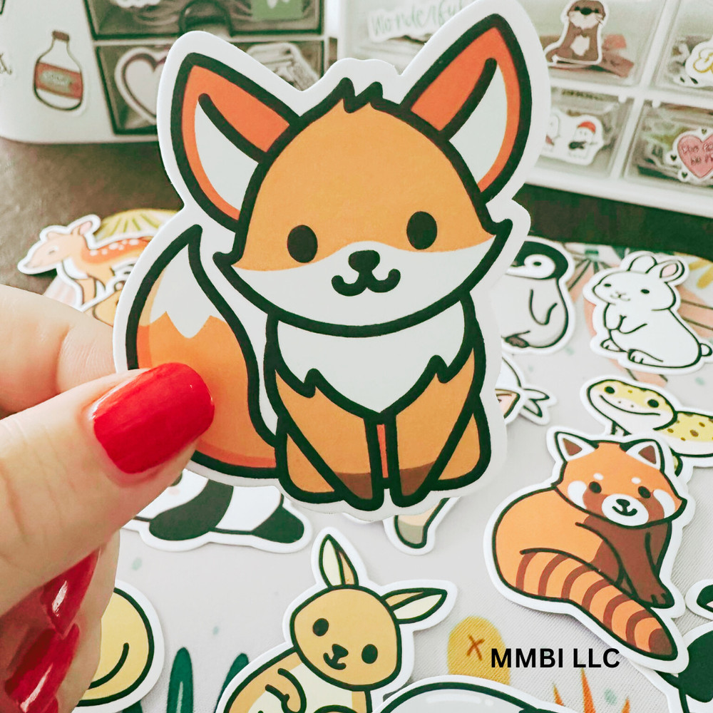 50 Cute Animal Stickers Random Laptop Water Bottle Skateboard Craft Large size