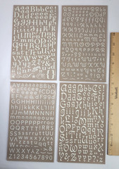 12 Alphabet Letter Fonts Rub On Sheets White Brown Black Scrapbooking Crafts