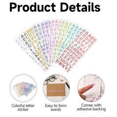 495 Pieces Glitter Alphabet Stickers, 9 Sheets 0.6″ A-Z Rhinestone Letter
