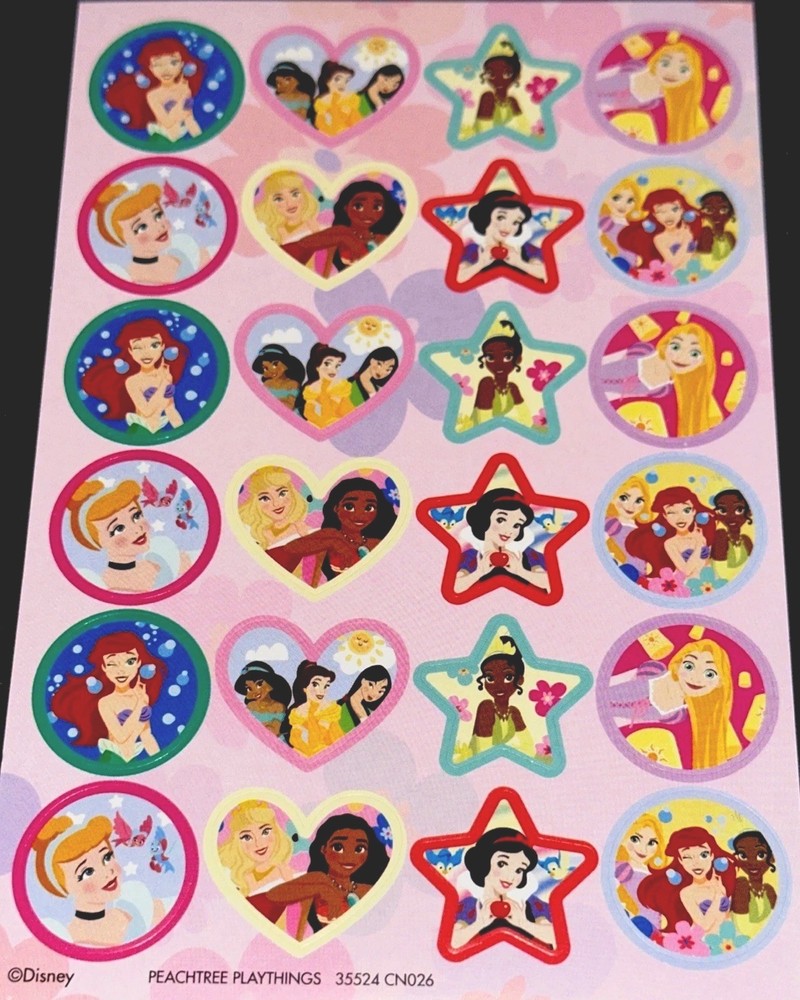 DISNEY PRINCESS✨24✨STICKERS✨🌸💖🌺💛🌸✨6” X 4”✨SNOW WHITE✨CINDERELLA✨ARIEL💫