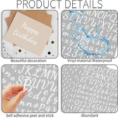 10 Sheets White Alphabet Number Stickers 1 Inch Self Adhesive Vinyl Letters Set