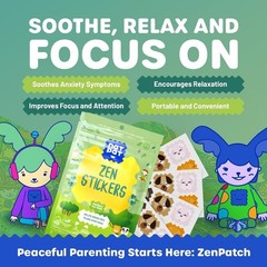 BuzzPatch Natural Mood Calming Stickers for Kids – 24 Safe Essential Oil Patches