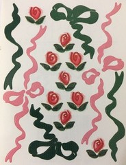 RED ROSYS & RIBBONS Stickers(3″x 4″)Printworks•Bows•Flowers •Garden•Green•/Pink•