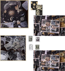 Vintage Ephemera Scrapbook Stickers,100 Pieces Star Universe Bundle Junk Journal