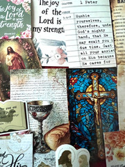 #773 – SMALL FAITH & FLORAL Junk Journal Scrapbooking Kit – 15 Pieces SHIPS FREE