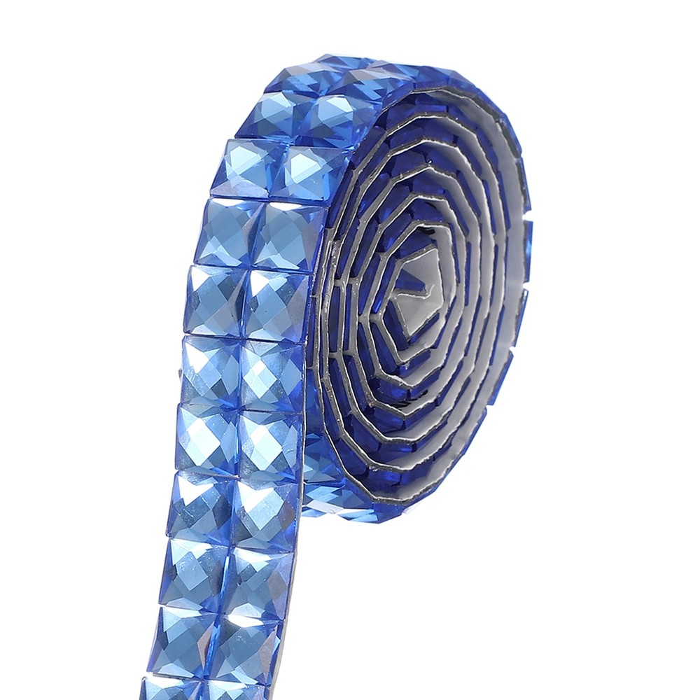 0.79 Inch x 1 Yard Crystal Rhinestone Sticker Ribbon, Blue
