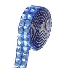 0.79 Inch x 1 Yard Crystal Rhinestone Sticker Ribbon, Blue