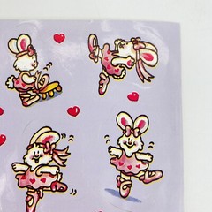 Vintage 3M Ballerina Bunny Ballet Dance 1989 Stickers Sheet