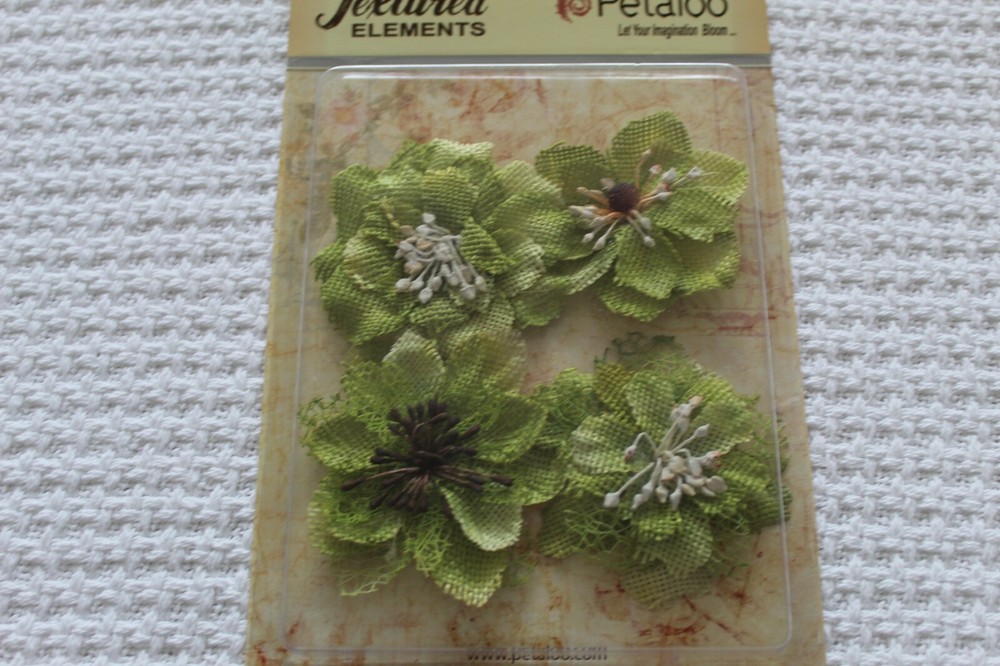 Petaloo Textured Elements «Pistachio Burlap Blossoms» 1200-214- 4 per Package!