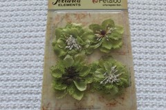 Petaloo Textured Elements «Pistachio Burlap Blossoms» 1200-214- 4 per Package!