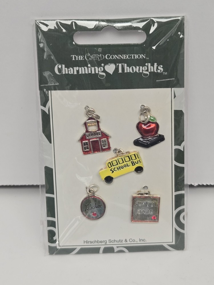 Vintage Charming Thoughts School Teacher Charms Set Card Connection NIP