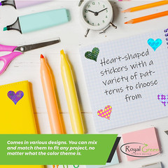 Valentines Heart Stickers with Assorted Patterns Metallic Sticker Hearts in Pink