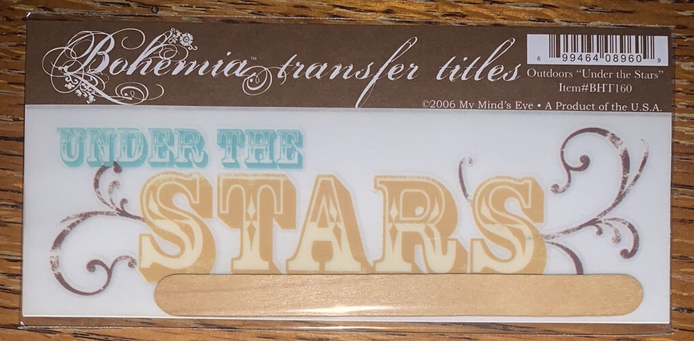 My Mind’s Eye BOHEMIA RUB ON TRANSFER TITLES “Under The Stars “ SCRAPBOOK CRAFT