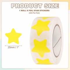 Star Stickers Roll 1 Inch, 500pcs Adhesive Star Labels for DIY Crafts, Yellow