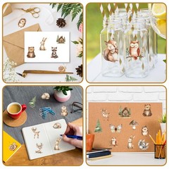 1000Pcs Woodland Animal Stickers Roll Watercolor Forest Animal Label Decals S…
