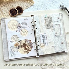 20 Unique A5 Textured Scrapbook Paper & Mesh Fabric Set, Handmade Craft Paper fo