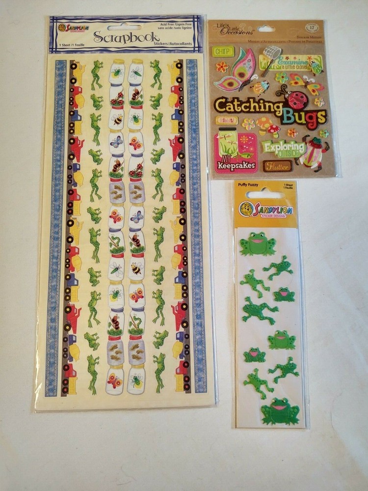 Lot of Bugs And Frogs Themed SandyLion Scrapbook Stickers